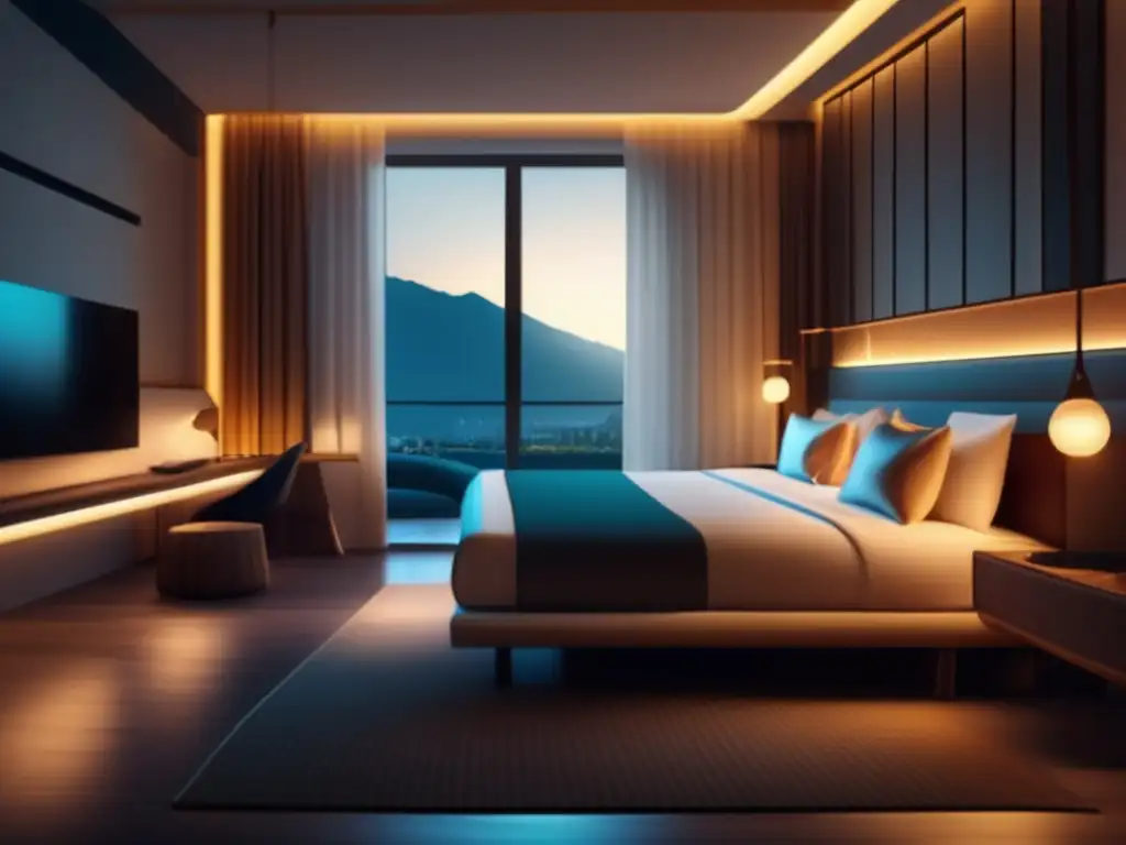 Habitación de hotel moderna con vista impresionante Habitación hotel: Ejercicios de acondicionamiento físico con vista panorámica