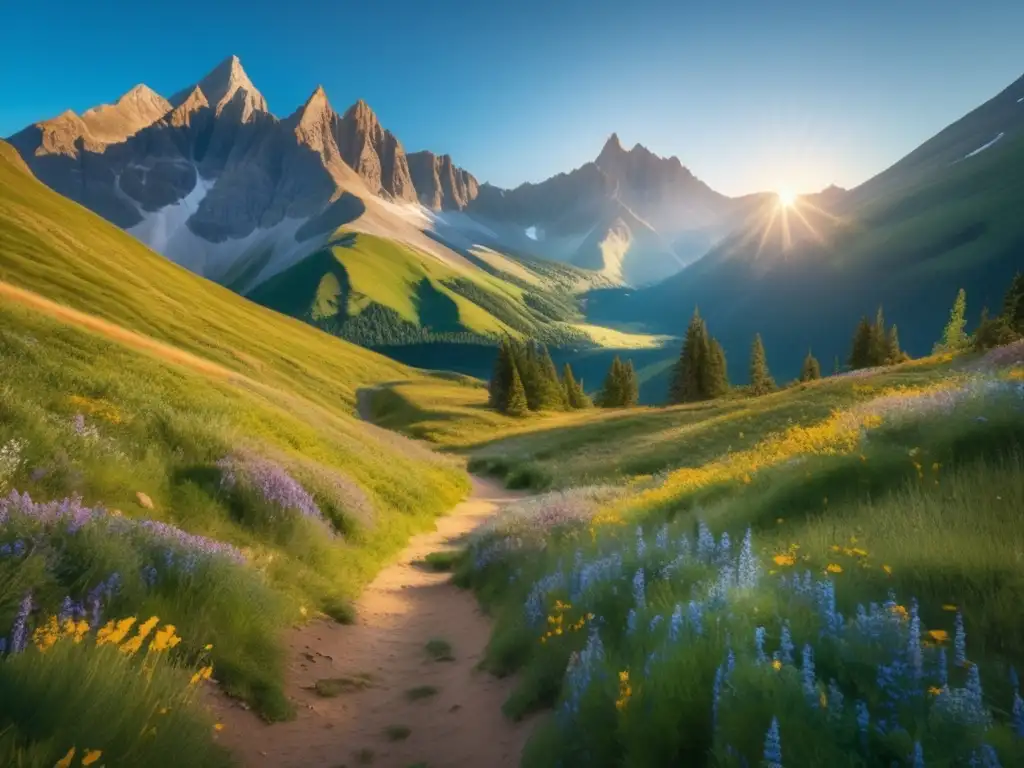 Paisaje montañoso con senderistas Ruta sagrada para viajeros senior en paisaje montañoso 8K