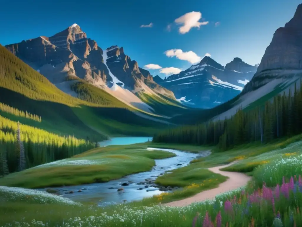 Escena serena y majestuosa en las Montañas Rocosas de Canadá Retiro de senderismo para adultos mayores en las montañas rocosas canadienses