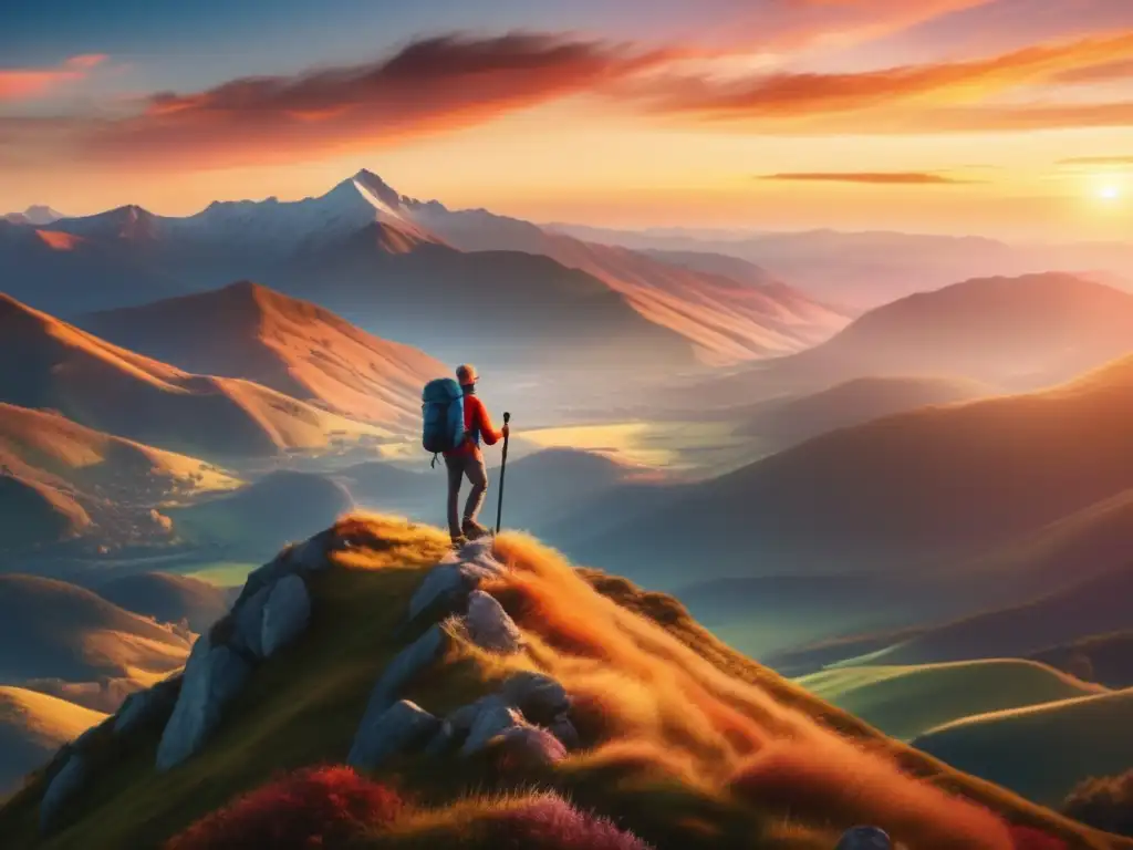 Maduro viajero disfrutando paisaje Viajero maduro con actitud positiva en paisaje impresionante