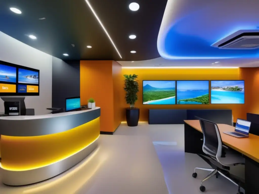 Oficina moderna de agencia de viajes Oficina moderna de agencia de viajes con personal amable y tecnología avanzada - Solicitud de visado simplificada viaje