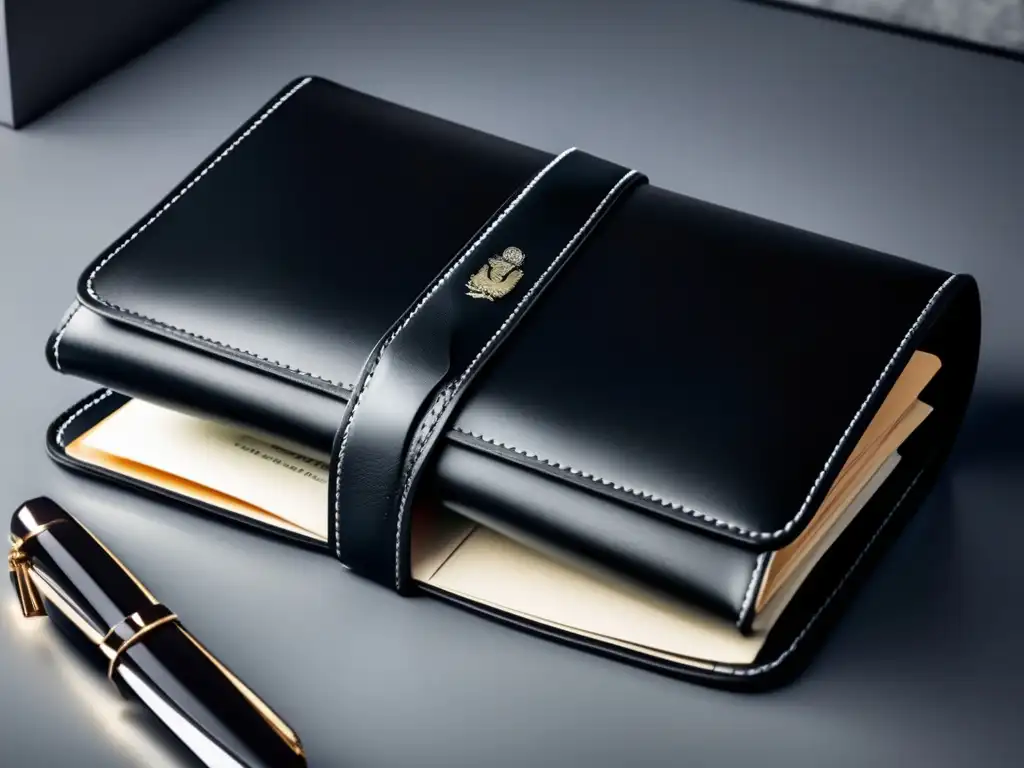 Organizador de documentos de viaje seguro y elegante en piel negra