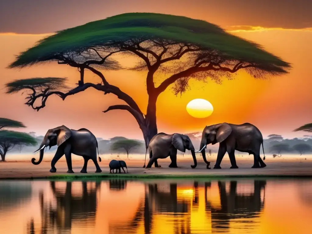 Paisaje africano tranquilo con elefantes - Guía segura viaje África seniors