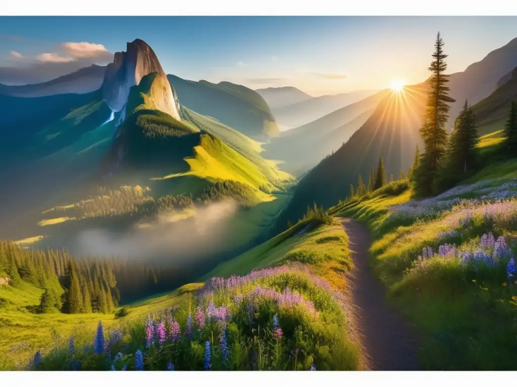 Paisaje de montaña al amanecer Paisaje montañoso al amanecer: Guía de viaje para seniors: destinos naturales emocionantes