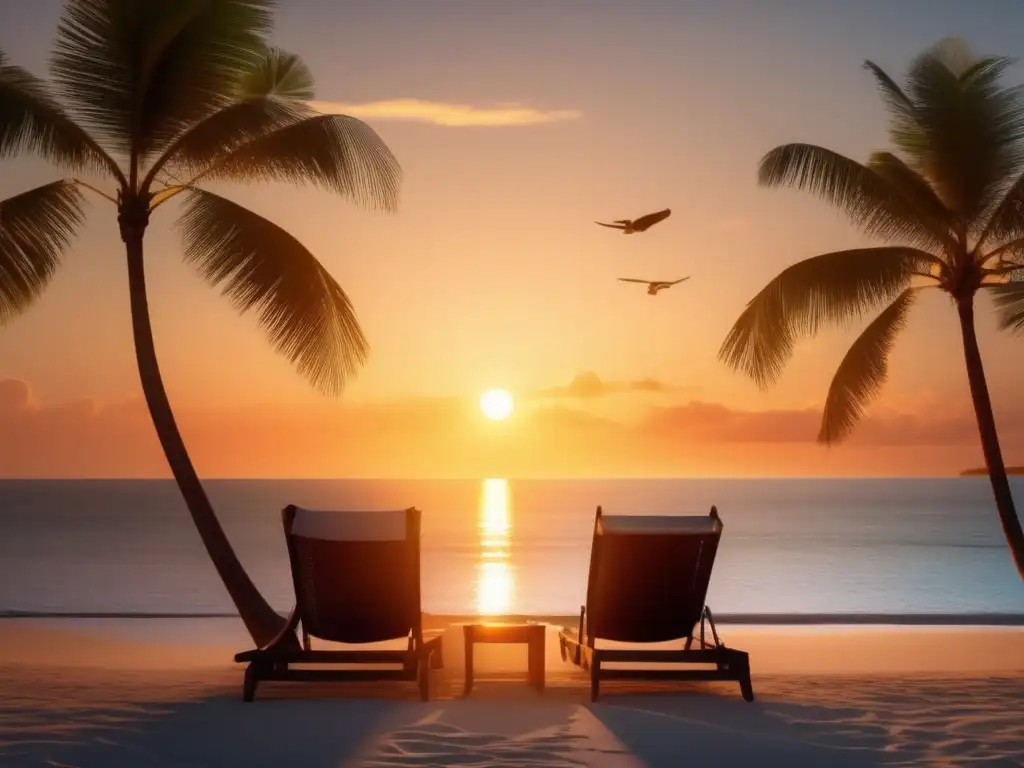 Seguros de viaje para mayores: Cobertura completa y tranquilidad en una serena y pacífica escena de playa al atardecer