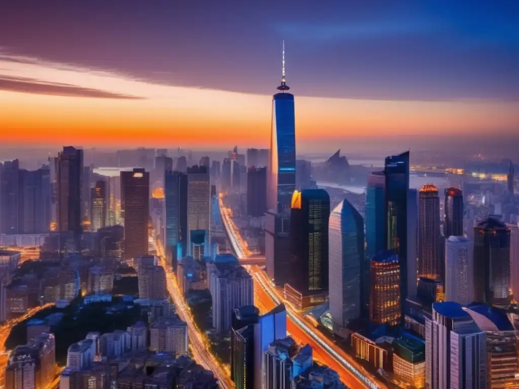 Ciudad multicultural al atardecer Ciudad cosmopolita y multicultural al atardecer, ideal para aprender idiomas viajando (110 caracteres)