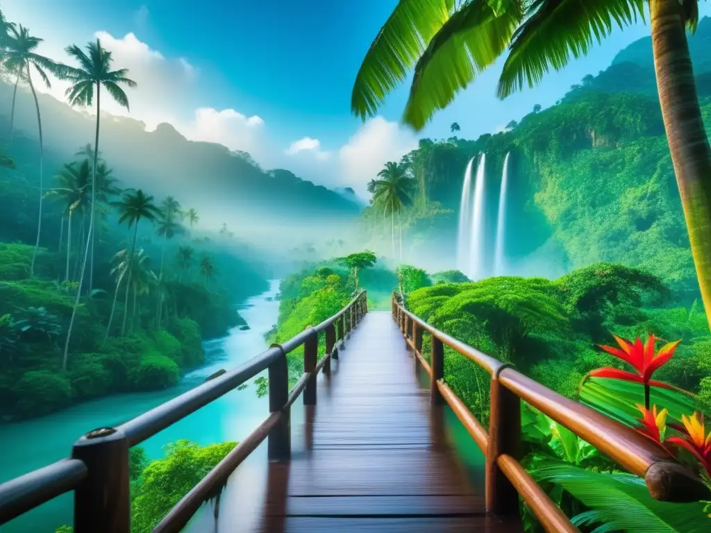 Paraíso tropical: Aventura y seguridad Exuberante escena tropical: Precauciones viajes maduros seguros
