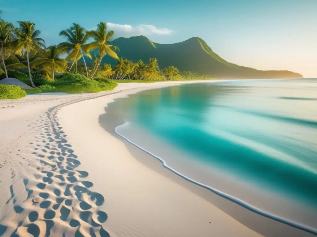 Paraíso idílico en Oceanía: Playa de aguas turquesas y arena blanca Consejos de seguridad para seniors en Oceanía: Playa paradisíaca con agua turquesa, arena blanca y hoteles lujosos