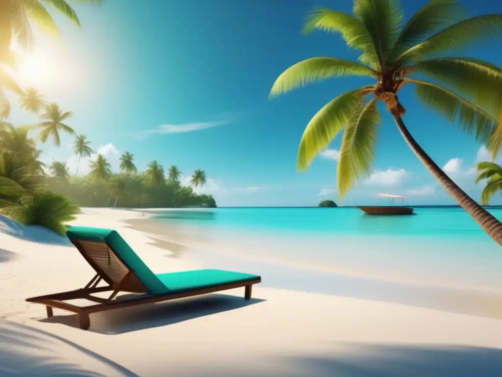 Paraíso tropical con playa de aguas cristalinas y sol brillante Playa tropical con agua cristalina y arena blanca, pareja relajada disfrutando bebidas de coco - Importancia de hidratarse durante viajes