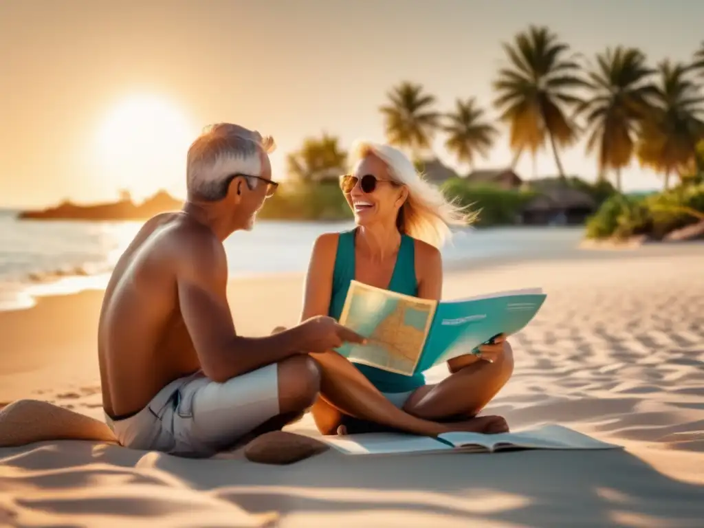 Pareja madura aprendiendo idiomas y explorando nuevos destinos Pareja madura aprendiendo idiomas mientras viajan - Aprende idiomas viajando adultos