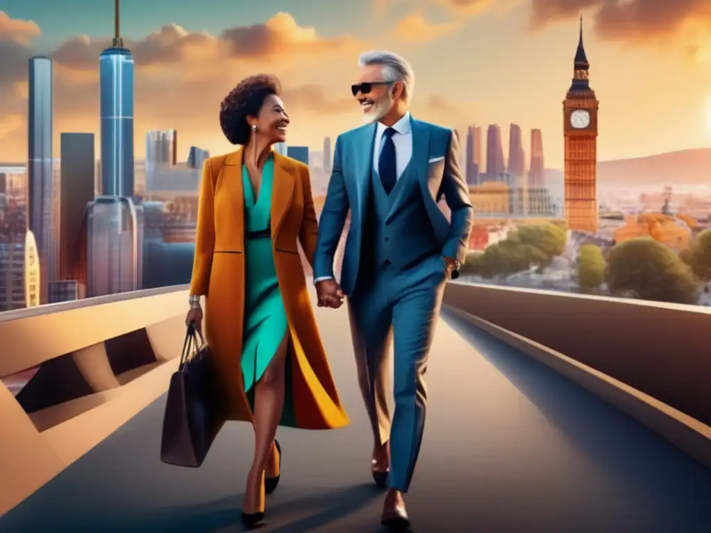 Pareja madura explorando una ciudad vibrante Pareja madura explorando destinos culturales