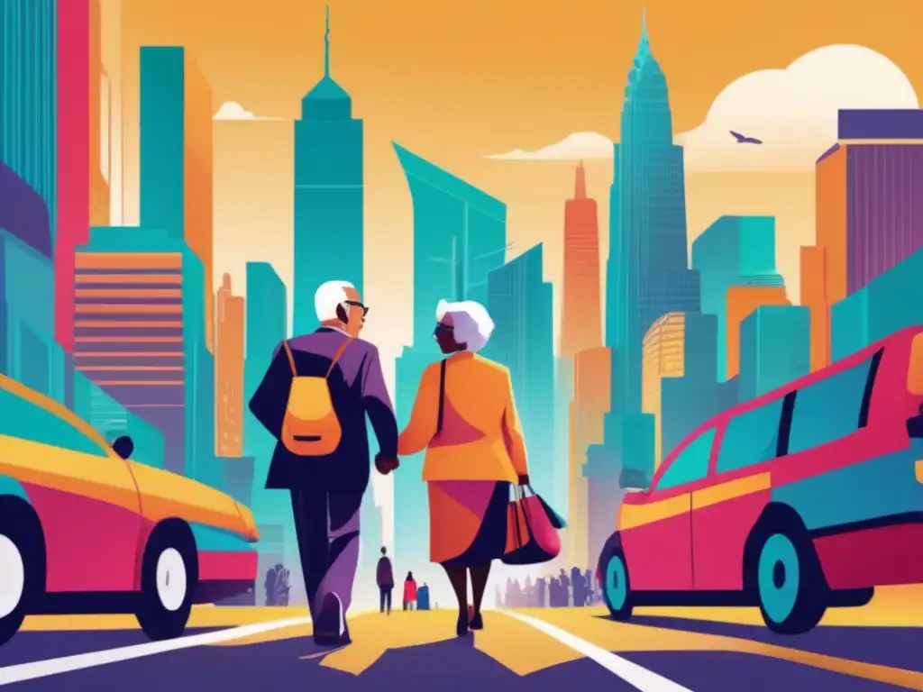 Pareja de ancianos seguros y vibrantes en la ciudad - Precauciones viajes tercera edad seguridad