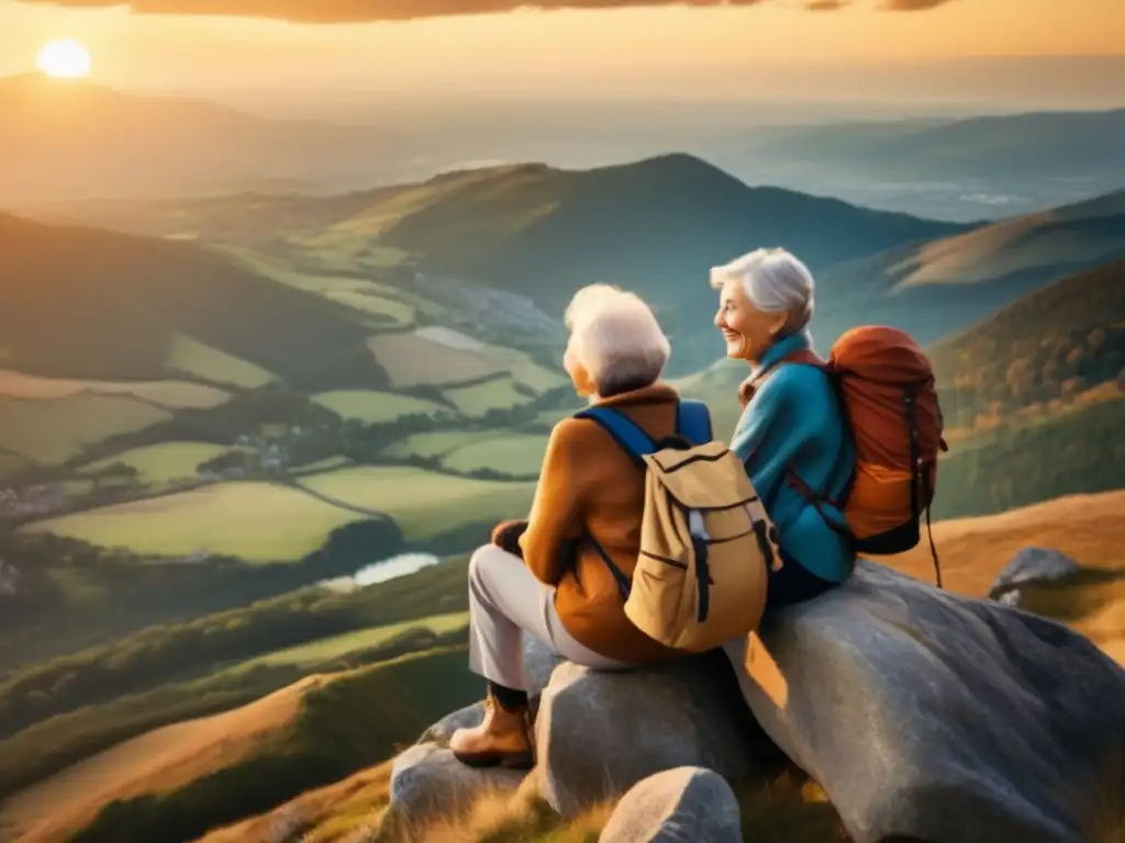 Pareja mayor disfrutando vista desde montaña - Consejos viaje seguro mayores