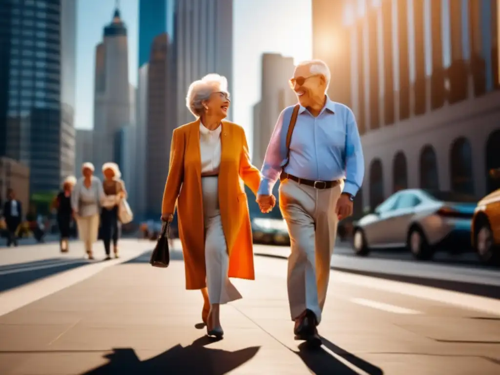 Pareja mayor explorando una ciudad vibrante Pareja mayor feliz explorando una ciudad vibrante - Visados de viaje para adultos mayores