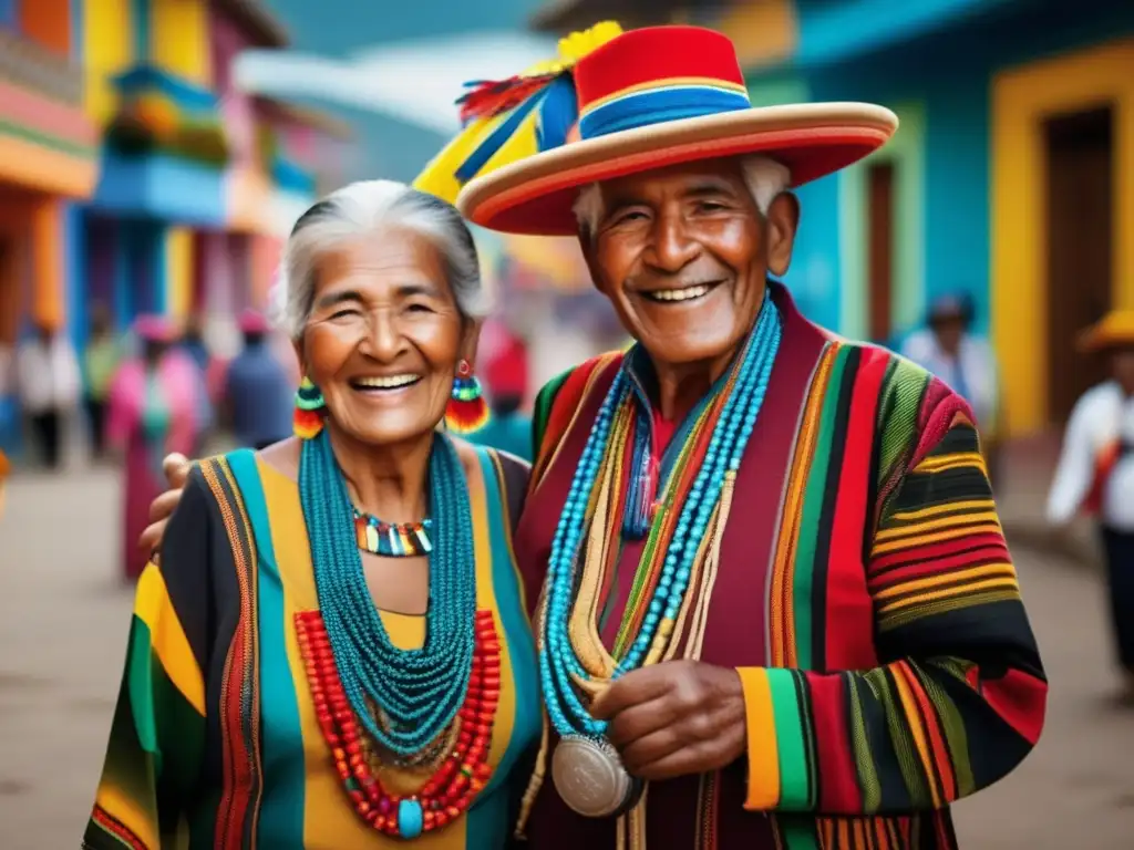 Pareja mayor disfrutando tradiciones culturales sudamericanas Pareja mayor disfrutando la cultura en Sudamérica - Guía de seguridad para viajeros seniors en Sudamérica