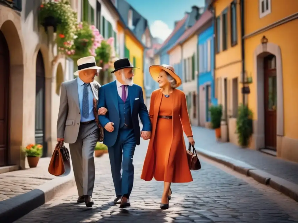 Pareja mayor disfrutando de la ciudad europea Pareja senior disfrutando de la seguridad de viajar en Europa