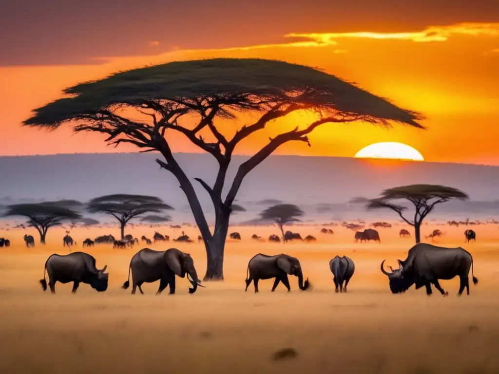 Maravillosa migración de ñus en Serengeti Destino ecológico seguro en África: Parque Nacional del Serengeti - Migración de ñus, leones y paisajes impresionantes
