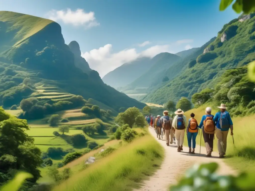 Peregrinaciones seguras para viajeros maduros, paisaje pintoresco con guías locales y camaradería genuina