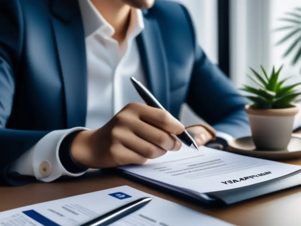 Persona segura y tranquila completando formulario de visa Persona profesional completando formulario de visa con confianza - Pasos para solicitar visado maduros