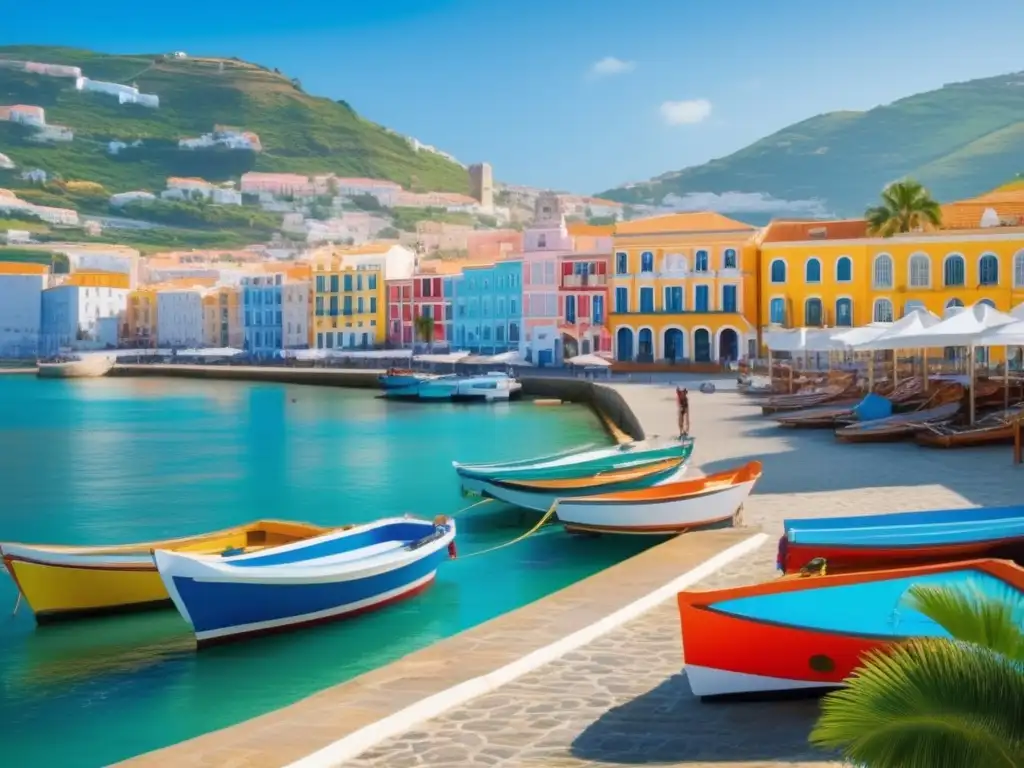 Hermosa ciudad costera con puerto histórico Aventuras marítimas seguras para mayores en una pintoresca ciudad costera con puerto histórico rodeada de colinas y mar azul