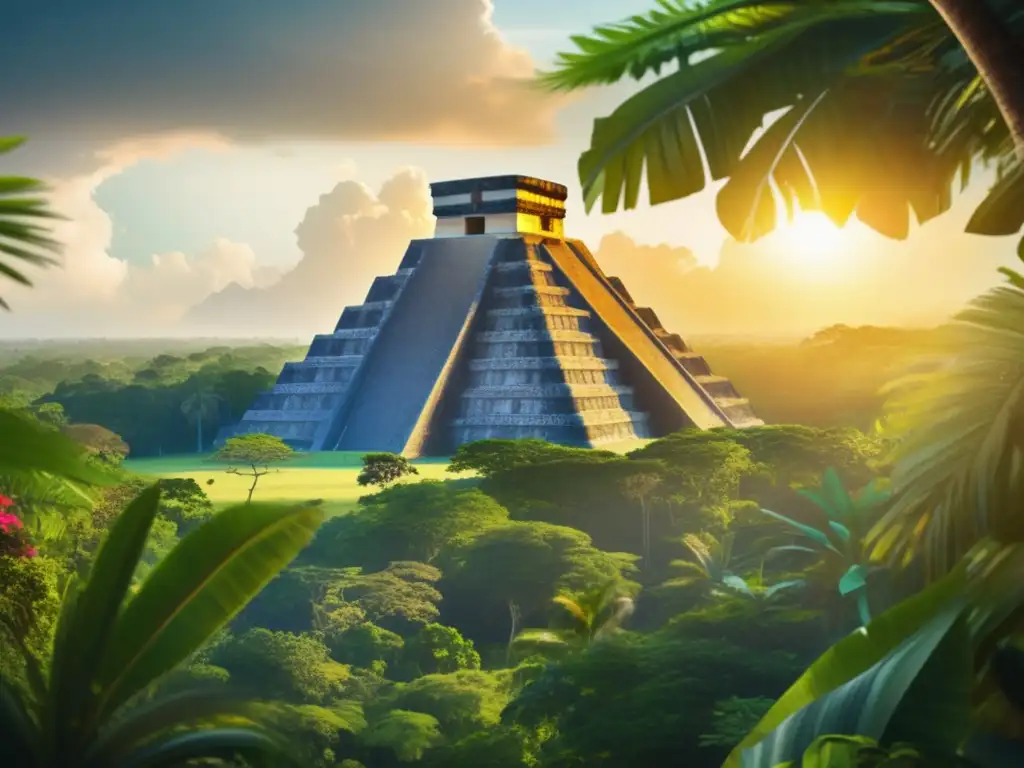 Esplendor de una pirámide maya en la selva Experiencias culturales en la majestuosidad de una pirámide maya rodeada de exuberante naturaleza