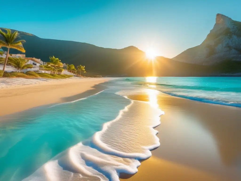 Playa paradisíaca para viajes de ensueño en la tercera edad Planificación financiera para viajes de ensueño en la tercera edad: Playa paradisíaca con grupo de seniors disfrutando bajo una sombrilla colorida