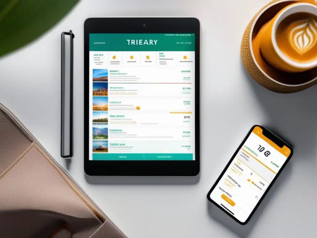 Planificador de viaje para alérgicos Consejos de viaje para alérgicos: imagen de planificador moderno y elegante con itinerario personalizado, destinos vibrantes y diseño intuitivo