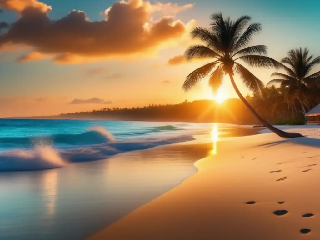 Precauciones viajes seniors temporada alta - Hermosa imagen 8k de una playa serena durante un vibrante atardecer