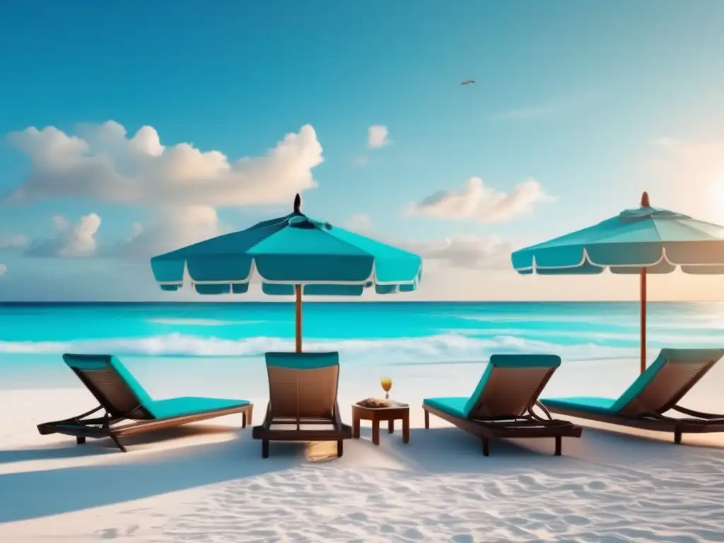 Escena relajante en playa paradisíaca con consejos para viajeros maduros