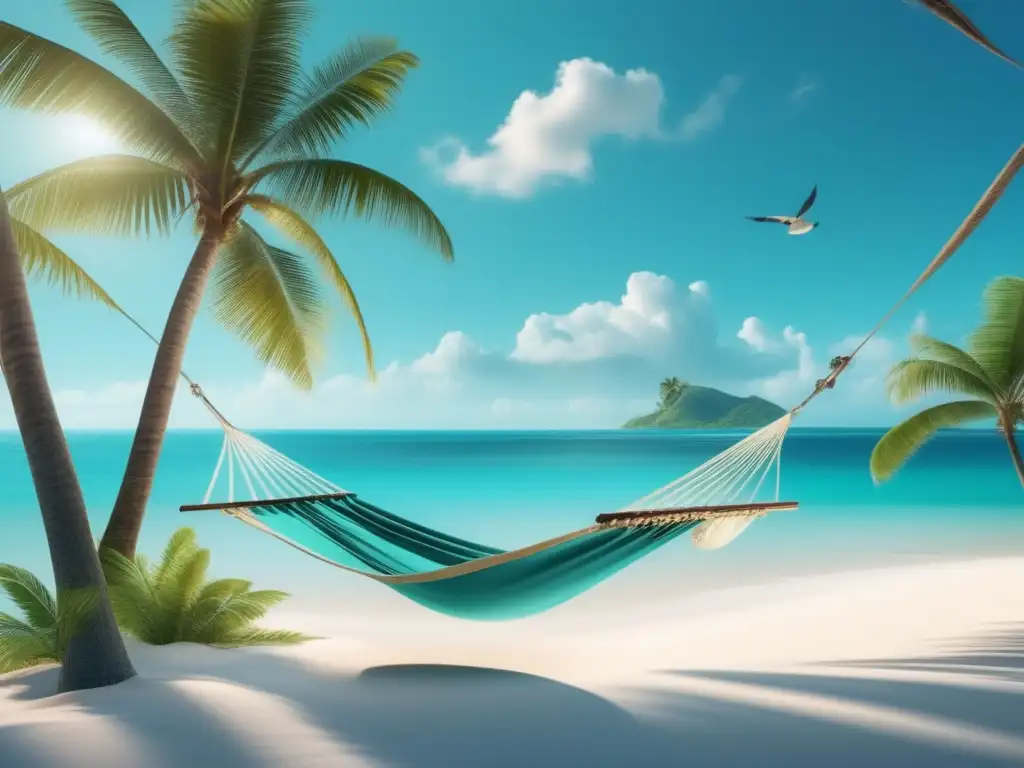 Playa paradisíaca para relajarse Consejos para manejar ansiedad viajes: Escena paradisíaca en una playa serena y tranquila, con aguas cristalinas y arena blanca