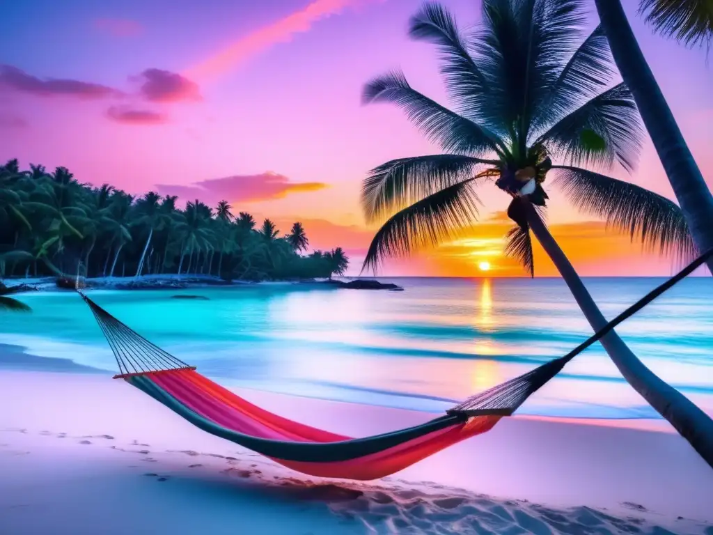 Paraíso tropical sereno y relajante Playa paradisíaca con palmeras y agua turquesa