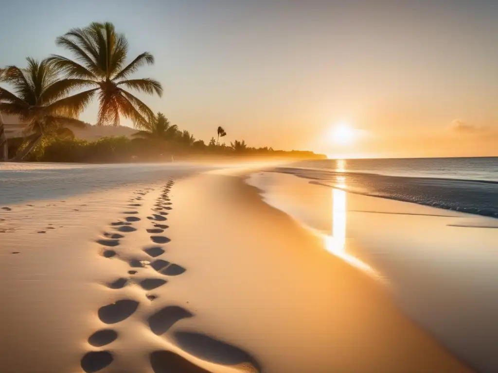 Playa tranquila al atardecer Playa al atardecer: beneficios de una actitud positiva en viajes