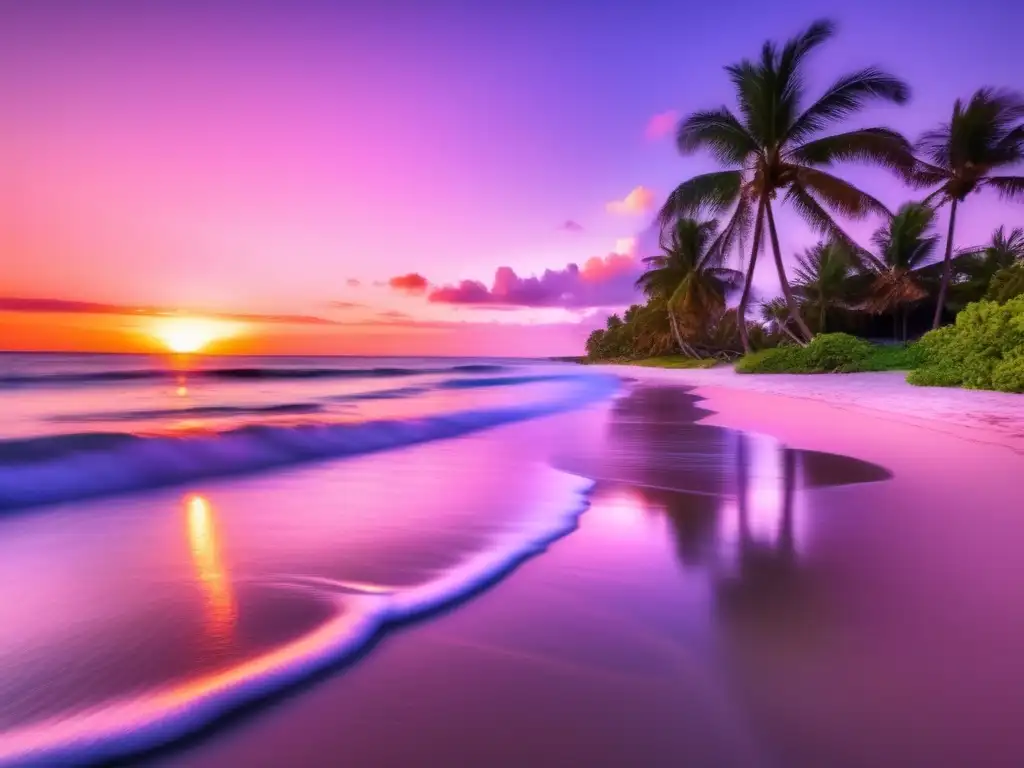 Playa serena al atardecer Playa tranquila al atardecer: beneficios del turismo sostenible para viajeros mayores
