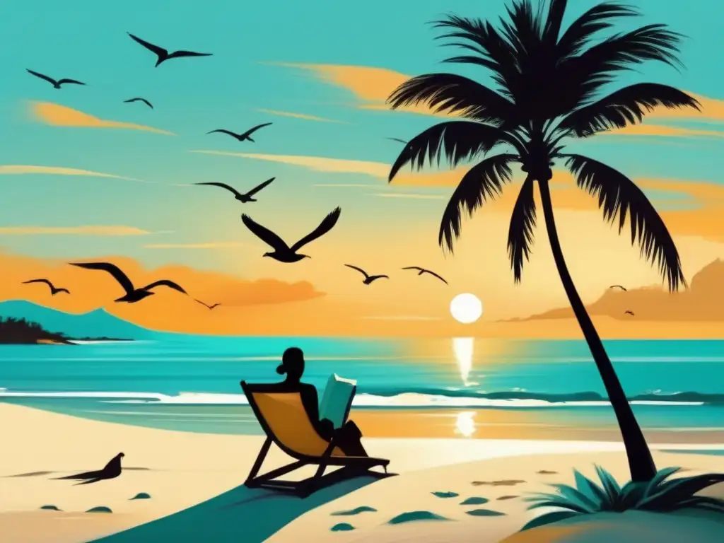 Playa serena al atardecer Consejos salud mental en viajes enriquecedores