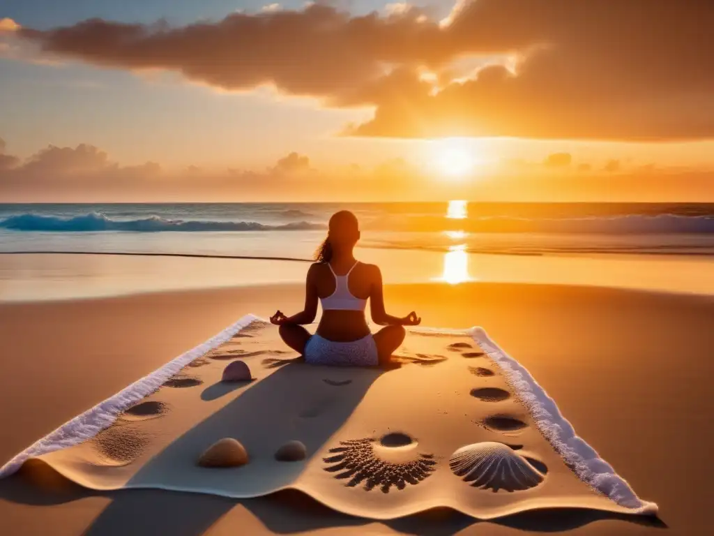 Playa al atardecer: Yoga y relajación Playa al atardecer: Ejercicios de respiración para viajeros maduros