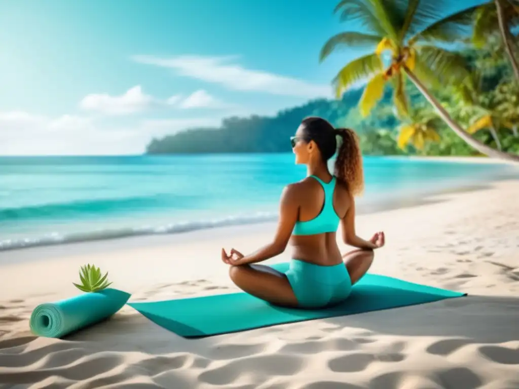 Playa tropical y yoga para mantener el colesterol Consejos para controlar colesterol en viajes: Playa serena, aguas turquesas, palmeras y yoga promueven un estilo de vida saludable