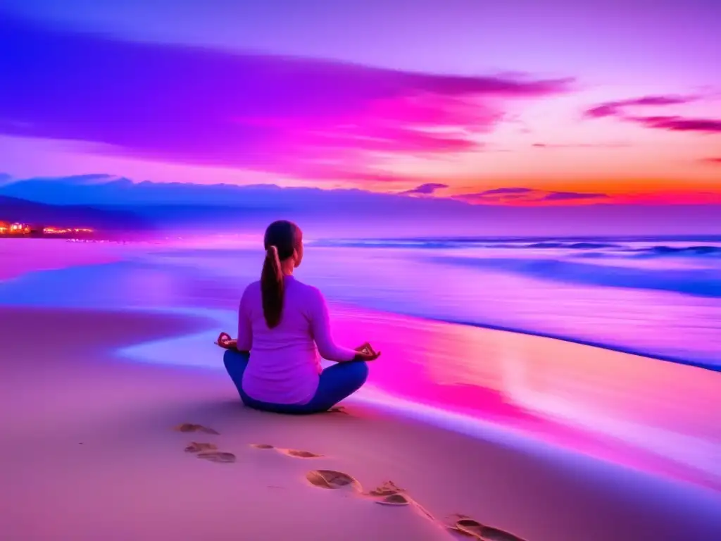 Playa al atardecer: paz y meditación Tranquilidad y paz en una playa al atardecer - Consejos para manejar ansiedad viajes