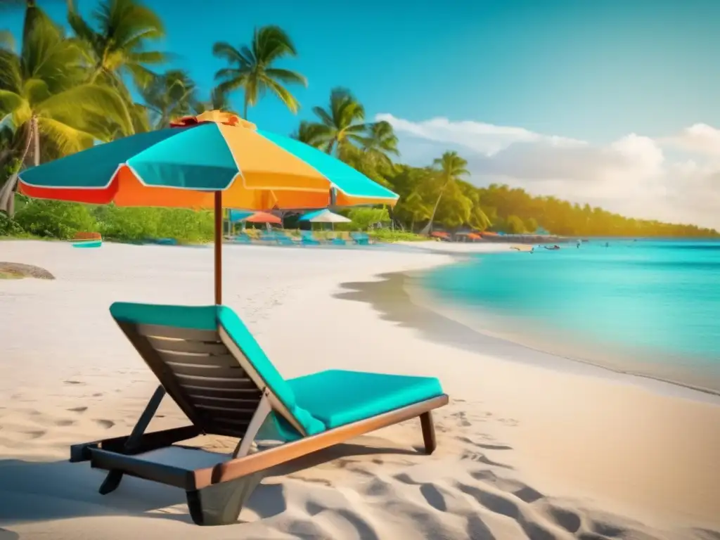 Paraíso tropical para relajarse Playa tropical con agua turquesa y sombrilla, precauciones de salud viajes seniors