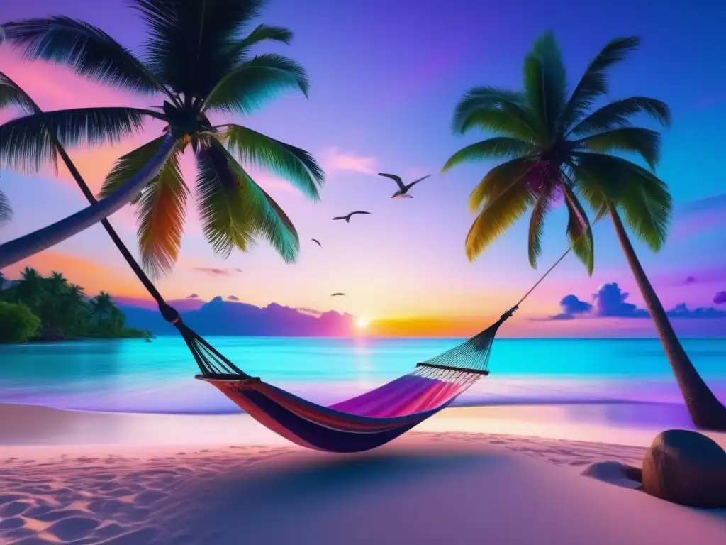 Paraíso tropical - Playa de ensueño Imagen de playa tropical con agua turquesa y palmeras, evoca la mentalidad positiva en los viajes