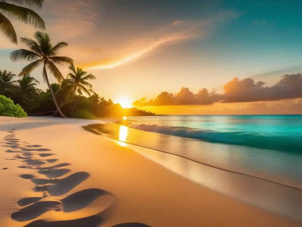 Playa tropical serena al atardecer Hermosa imagen 8k de una playa tropical al atardecer