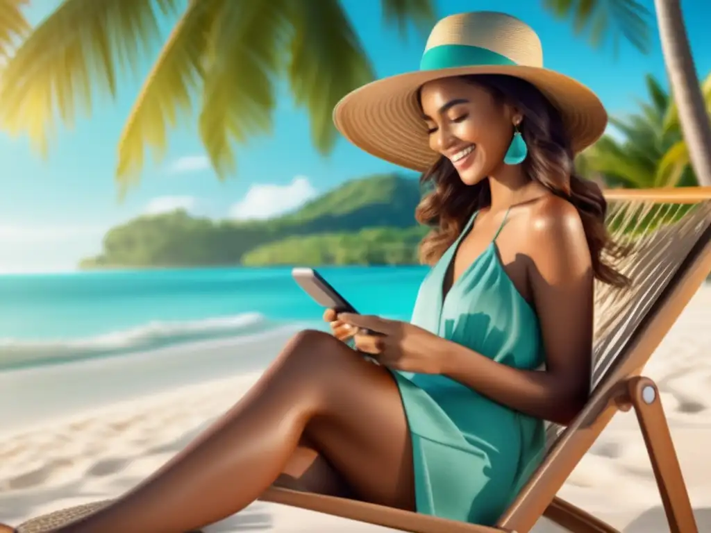 Playa tropical con mujer diabética Consejos viajes diabetes seguros: playa tropical, glucómetro, suministros