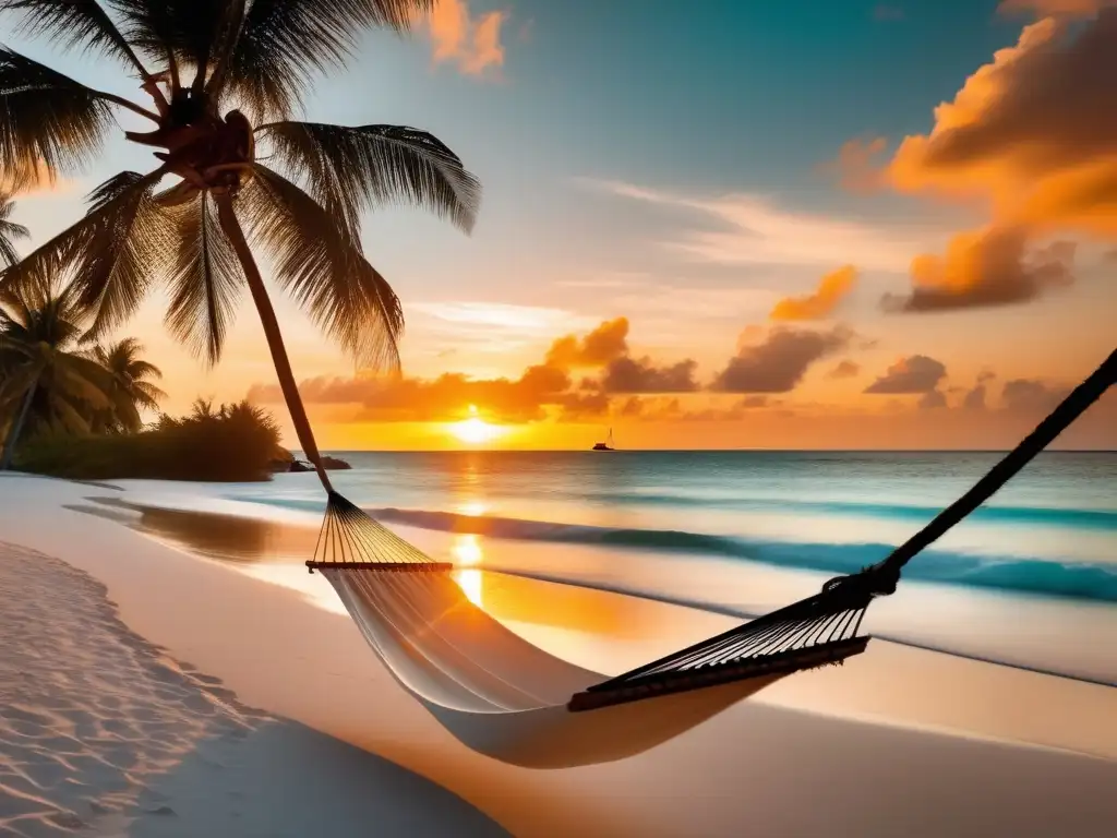 Hermosa playa tropical al atardecer