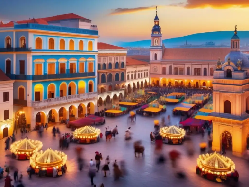 Plaza cultural llena de vida y diversidad Consejos viajes culturales seguros: Plaza de ciudad vibrante, con edificios históricos y actividades culturales