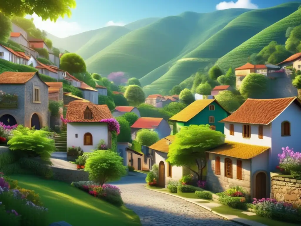 Pintoresco pueblo en las montañas Destinos emergentes para viajeros maduros: encanto y autenticidad en una pintoresca aldea rodeada de montañas verdes