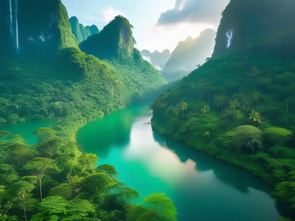 Impresionante imagen 8k de una exuberante selva lluviosa Beneficios ecoturismo viajeros maduros: Explora la belleza serena de una exuberante selva tropical