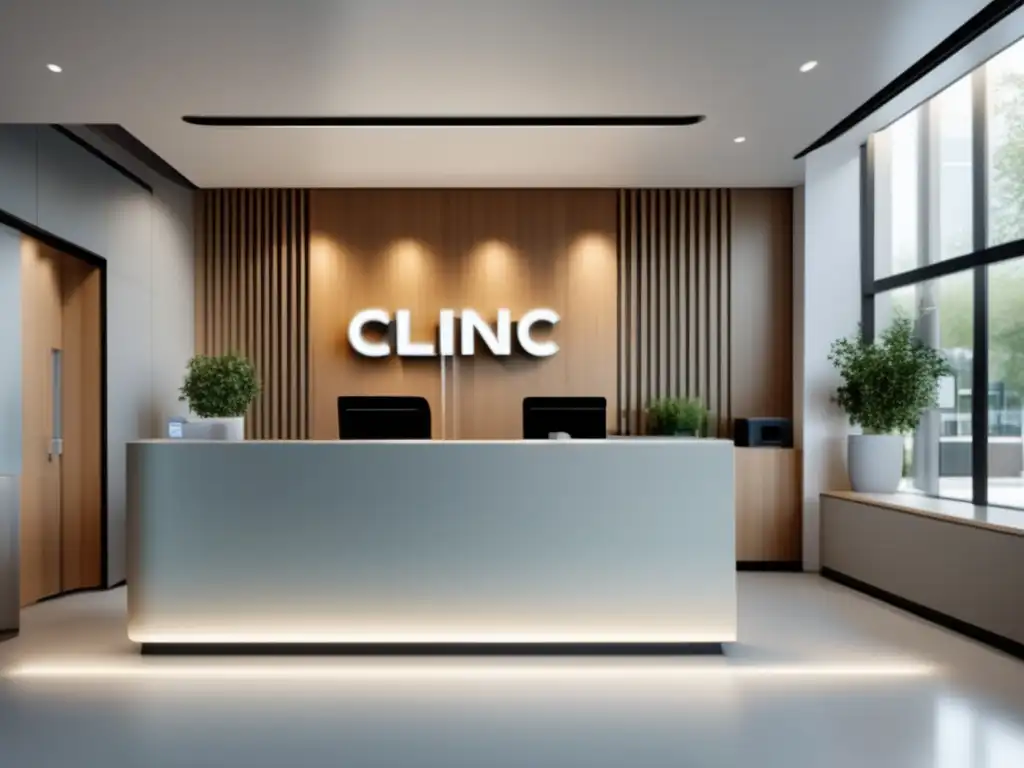 Moderna área de recepción de clínica Ultradetalle de clínica moderna con luz natural, diseño minimalista y personal amable