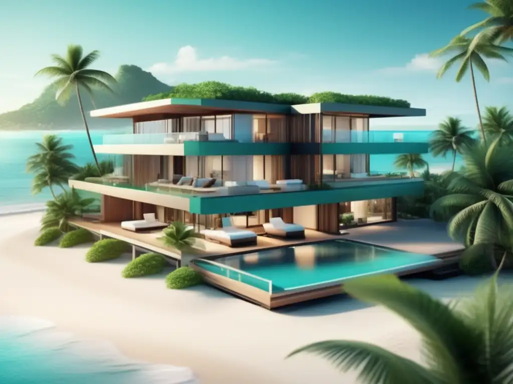 Lujoso resort costero con servicios médicos Resort en la playa con diseño moderno y vista panorámica - Turismo médico para viajeros maduros