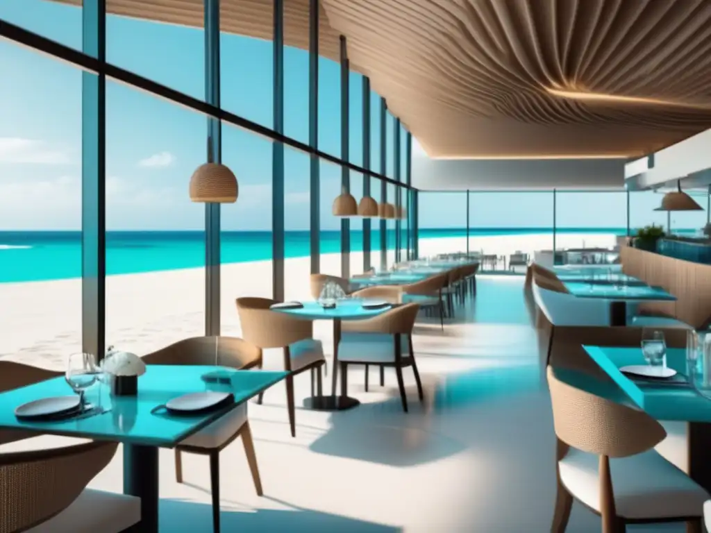 Restaurante moderno junto a la playa Dieta fibrosa para viajeros senior en restaurante de playa moderno