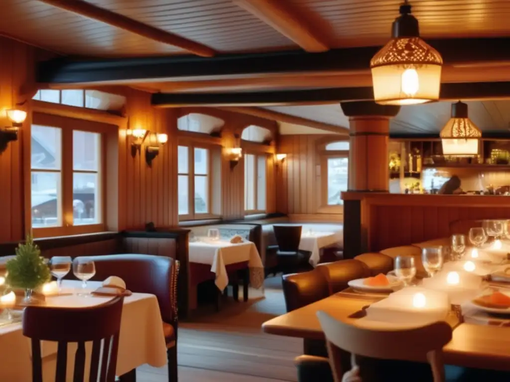 Restaurante tradicional noruego en Oslo con cocina y decoración nórdica Restaurante tradicional en Oslo con decoración nórdica y platos noruegos