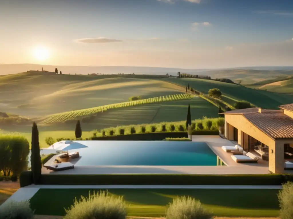 Retiro de lujo en Toscana: villa con piscina infinita rodeada de viñedos y colinas